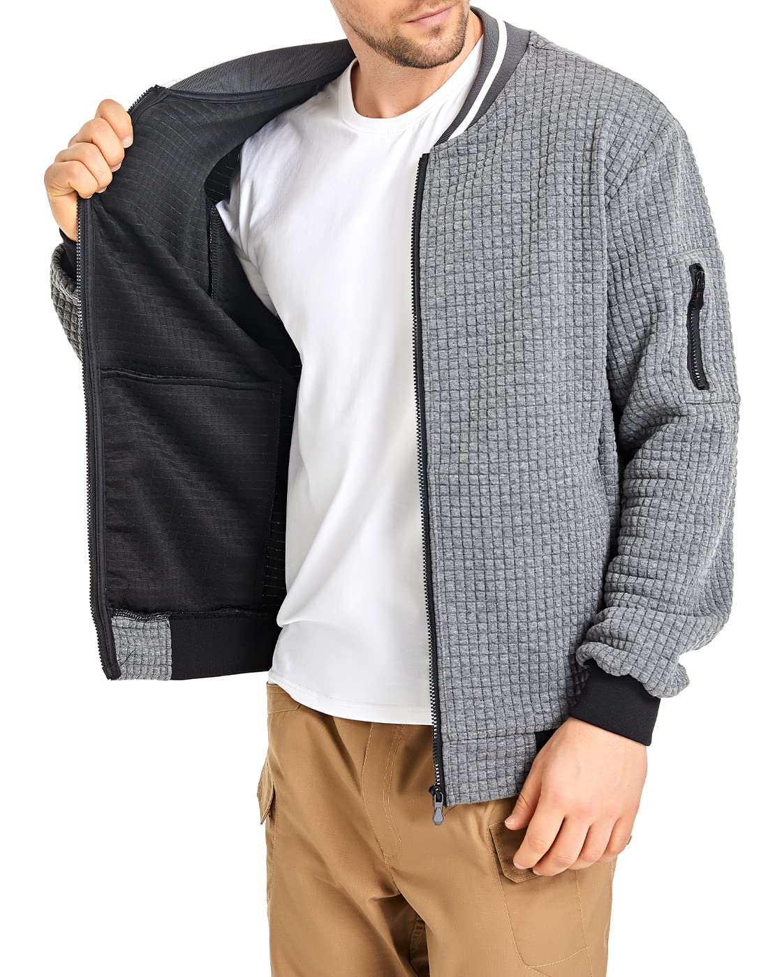 SAVKOOV Mens Lightweight Jacket Casual Bomber Jacket Varsity Coat