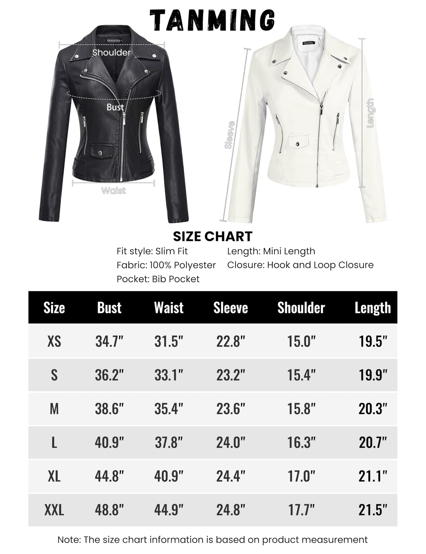 Tanming Women's Faux Leather Moto Biker Short Coat Jacket