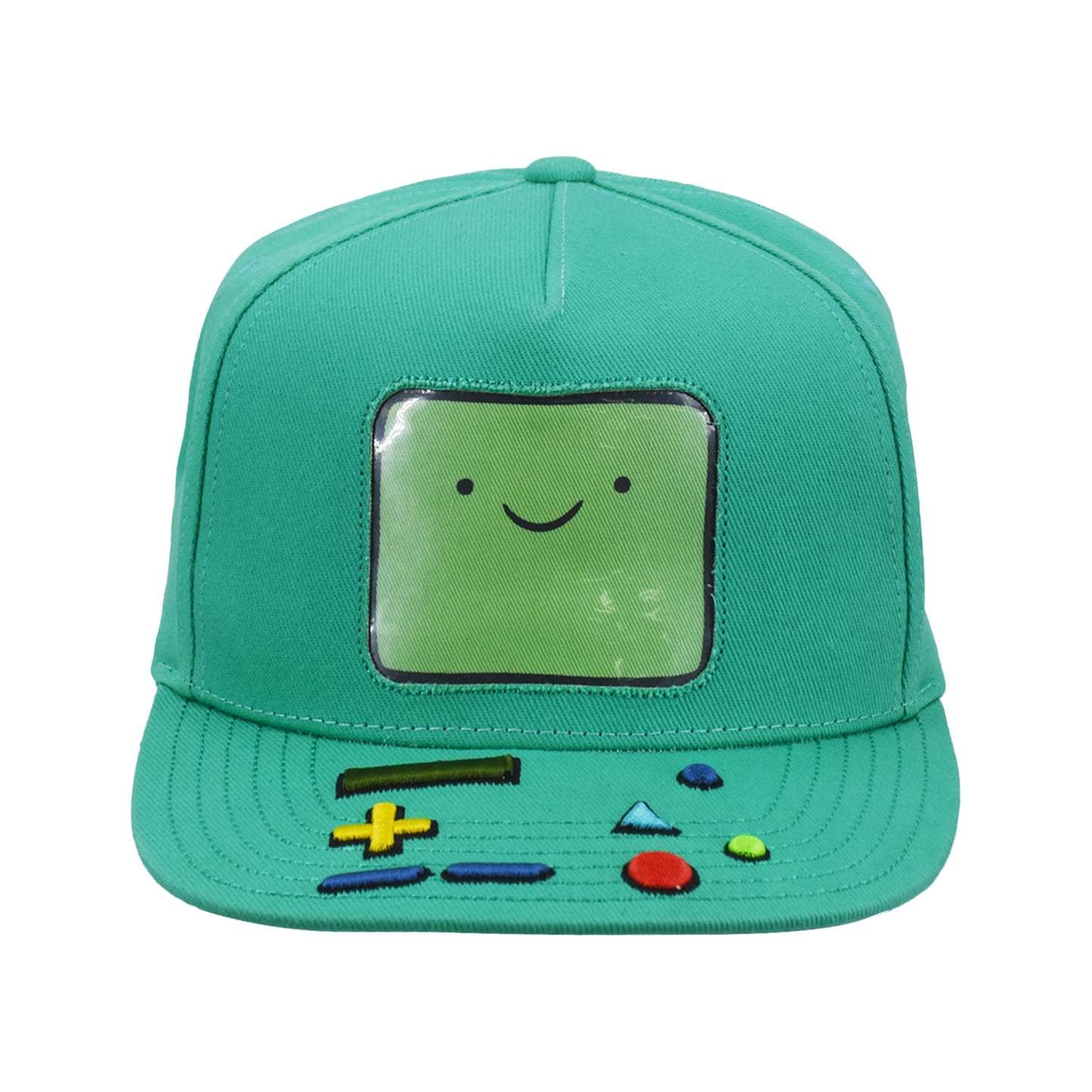 Adventure Time Baseball Cap, BMO Adjustable Skater Snapback Hat with Flat Brim, Teal, One Size