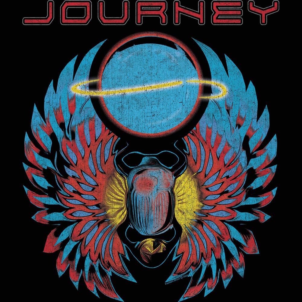 Journey Logo Scarab & Orb Adult Short Sleeve T Shirt Vintage Style 80s Music Graphic Tees Black