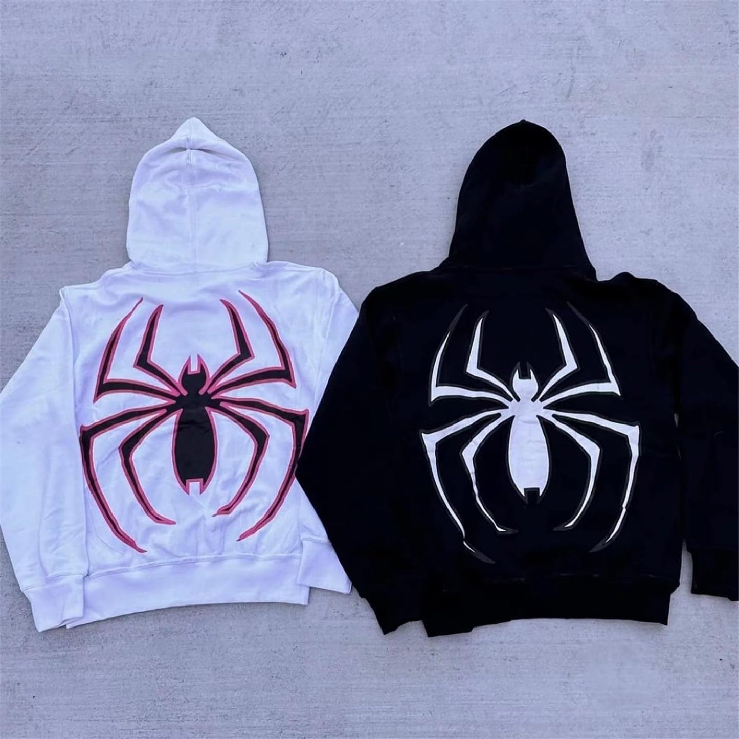 Women Men Zip Up Y2k Oversized Hoodie Spider Graphic Full Zipper Sweatshirt