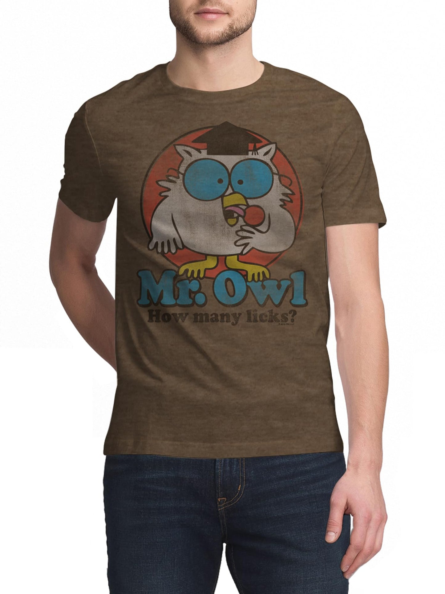 Tee Luv Men's Mr Owl How Many Licks Shirt - Vintage Tootsie Pop Graphic T-Shirt