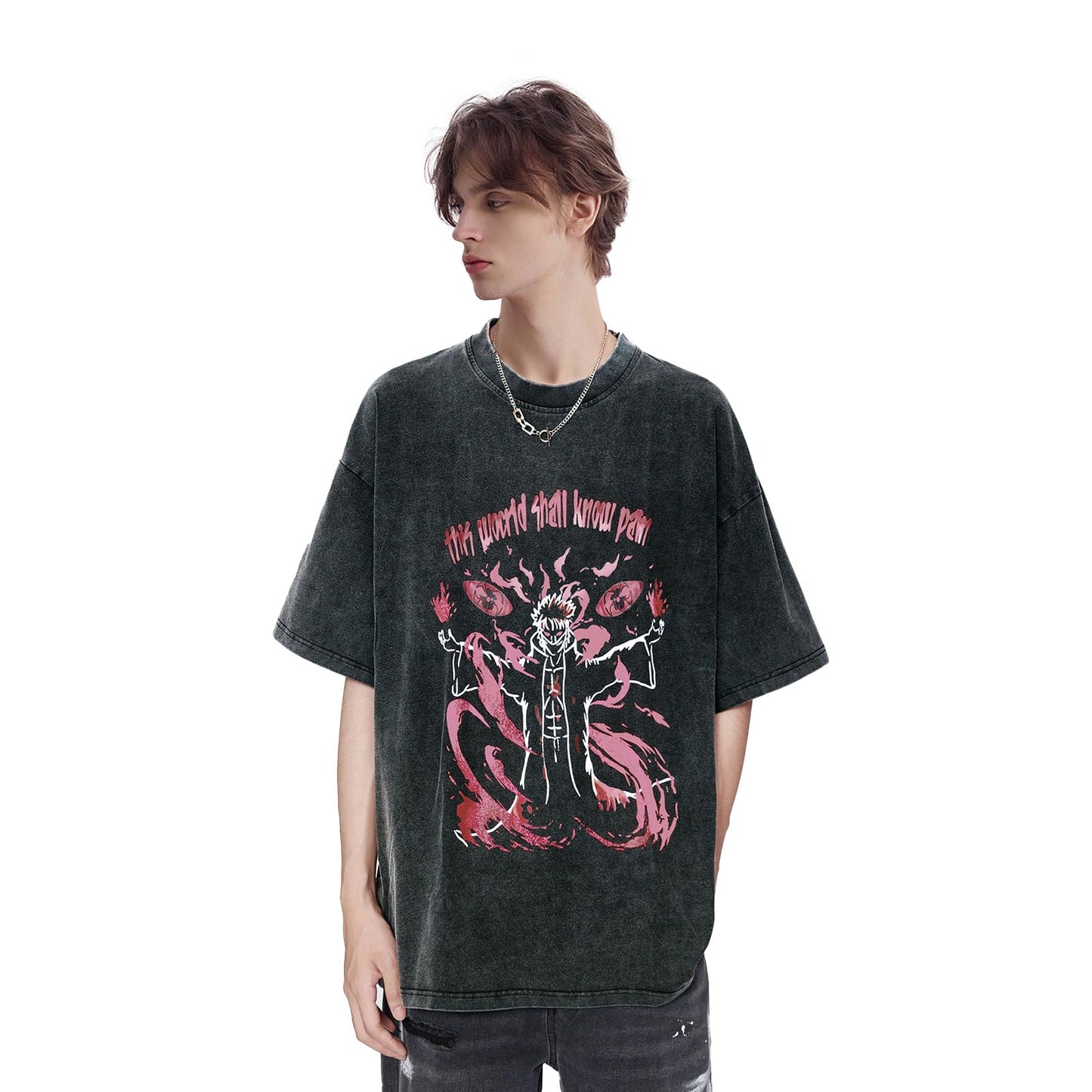 Aelfric Eden Men’s Oversized Japanese Harajuku Anime Shirt Unisex Printed Cool Tee