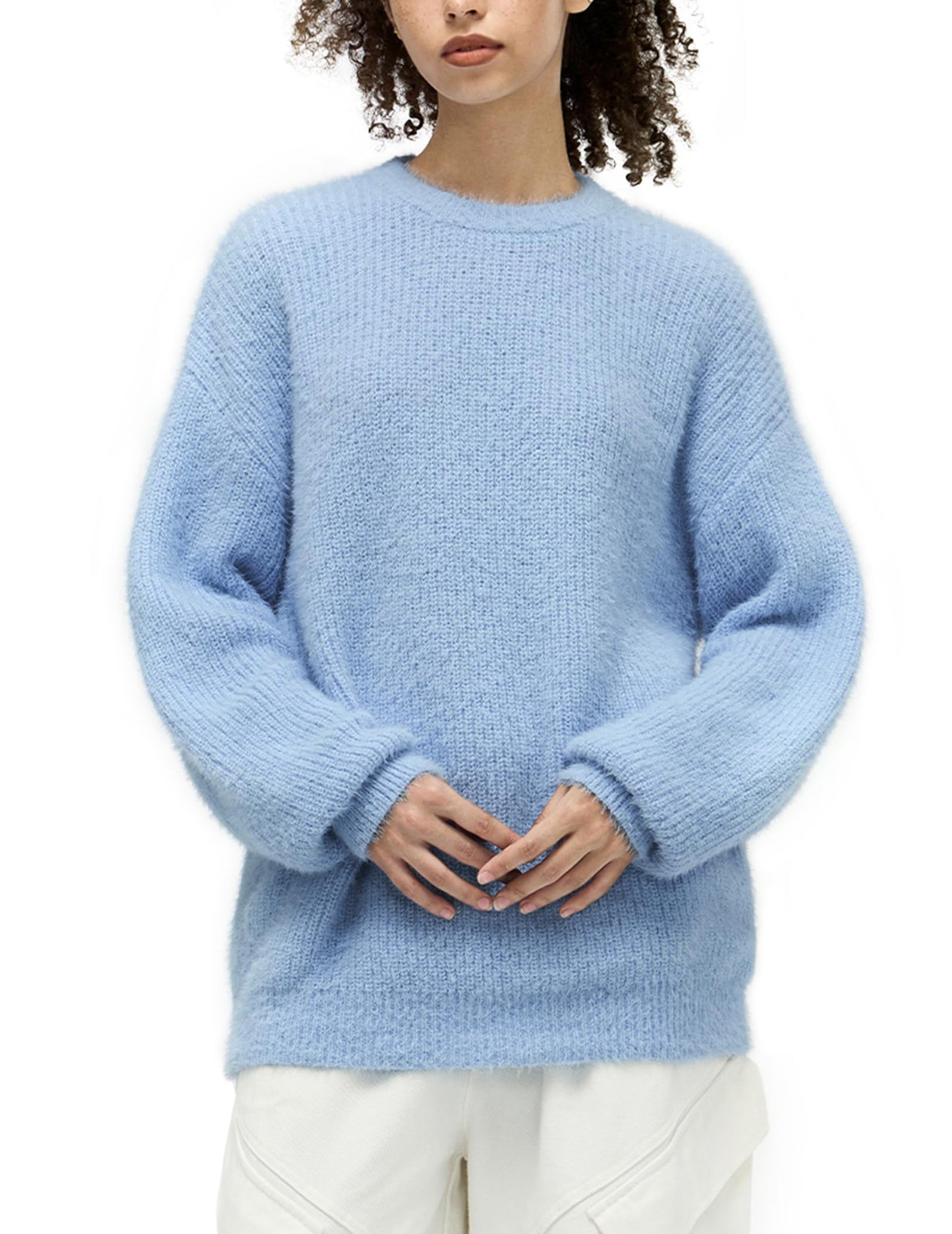 Aelfric Eden Oversized Sweaters Mohair Furry Sweater Crewneck Knit Casual Soft Pullover 2024 Trendy Outfits