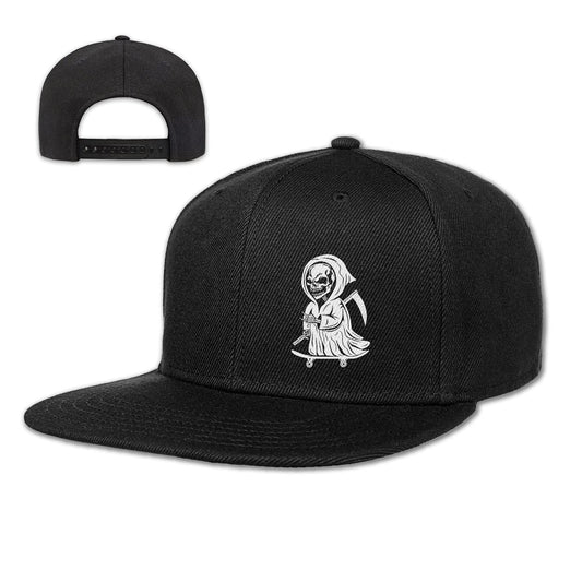 Negi Skull Skateboarder Item Trucker Hat for Skaters, Classic Snapback Hats for Men Women, Hip Hop Baseball Cap Snapback Extender Adjustable, Black Hats for Outdoor Skating Skateboarding