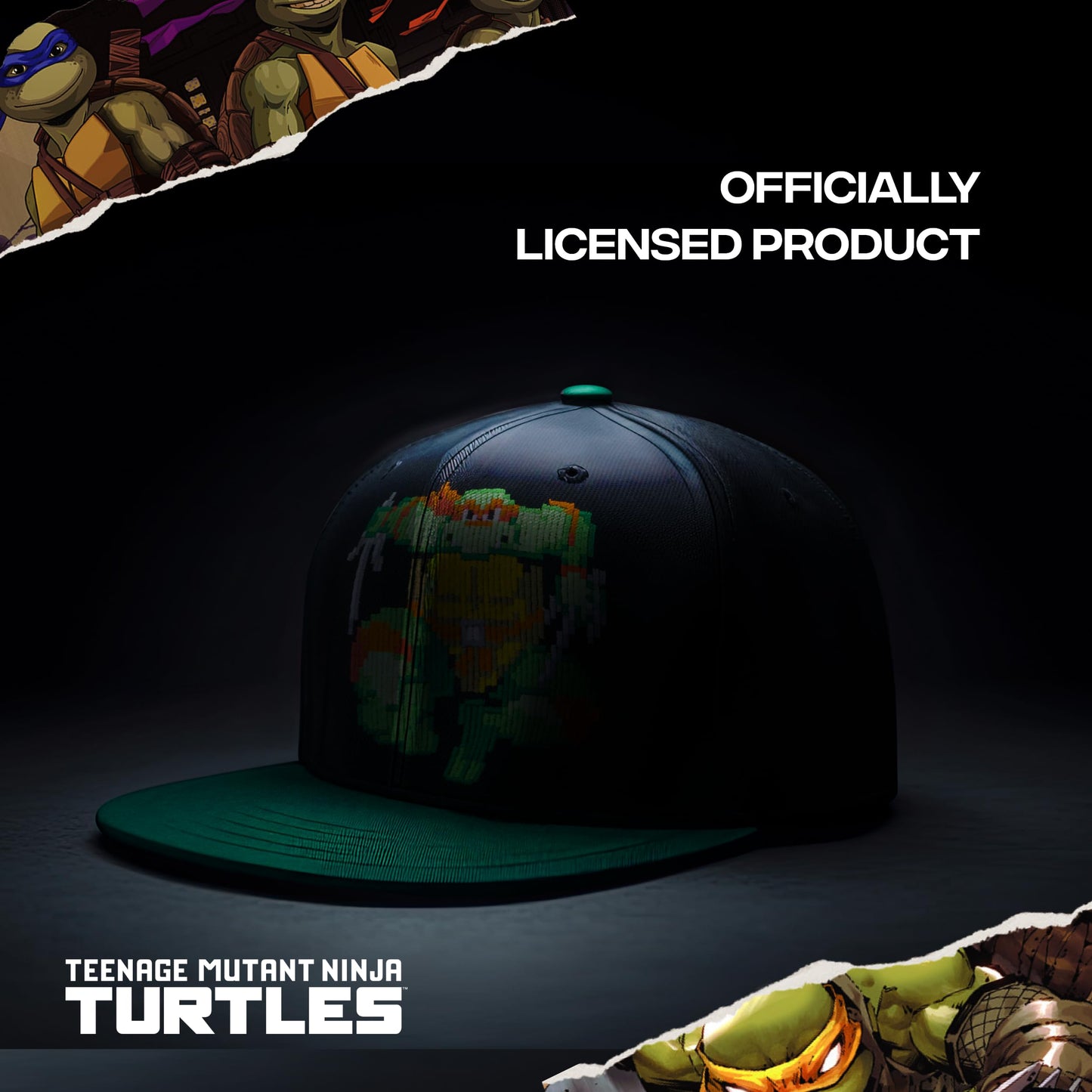 Teenage Mutant Ninja Turtles Baseball Cap, TMNT Adult Skater Snapback Baseball Hat with Flat Brim, Black, One Size