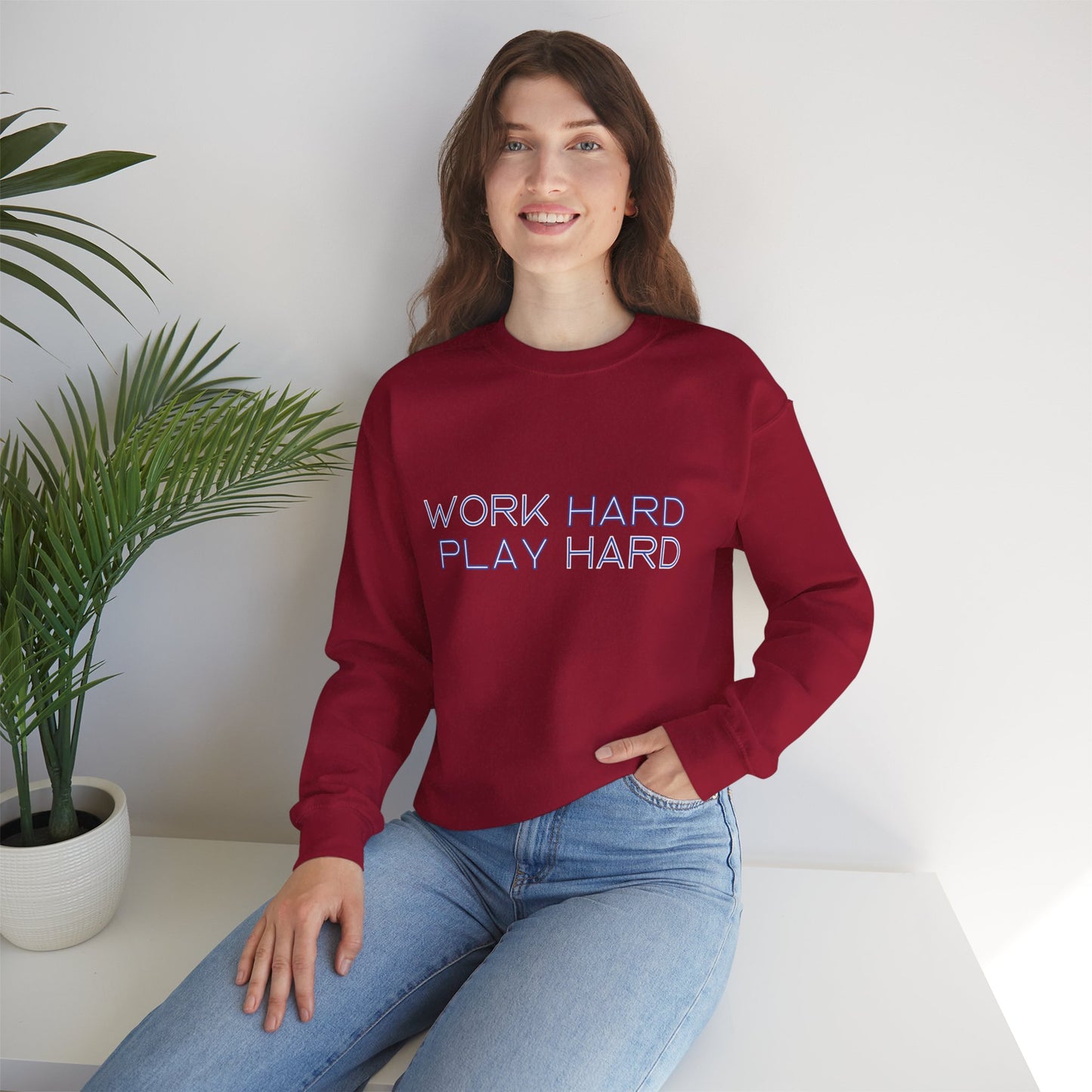 Stay Cozy, Stay Driven: Work Hard. Play Hard. Unisex Heavy Blend™ Crewneck Sweatshirt