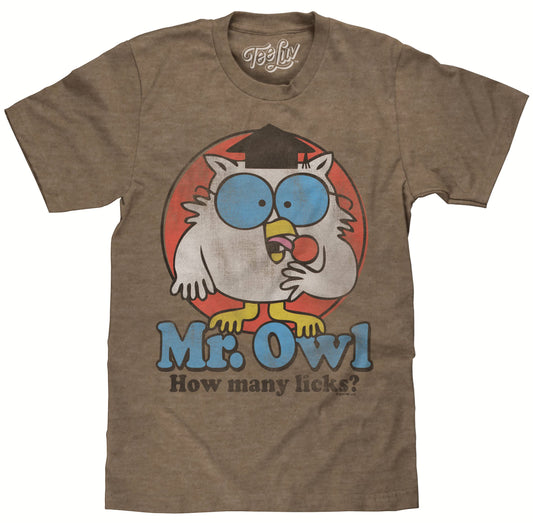 Tee Luv Men's Mr Owl How Many Licks Shirt - Vintage Tootsie Pop Graphic T-Shirt