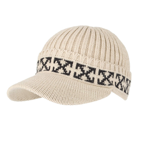 WITHMOONS Winter Knit Visor Beanie Hat Baseball Watch Cap CRQ1102 (Beige)