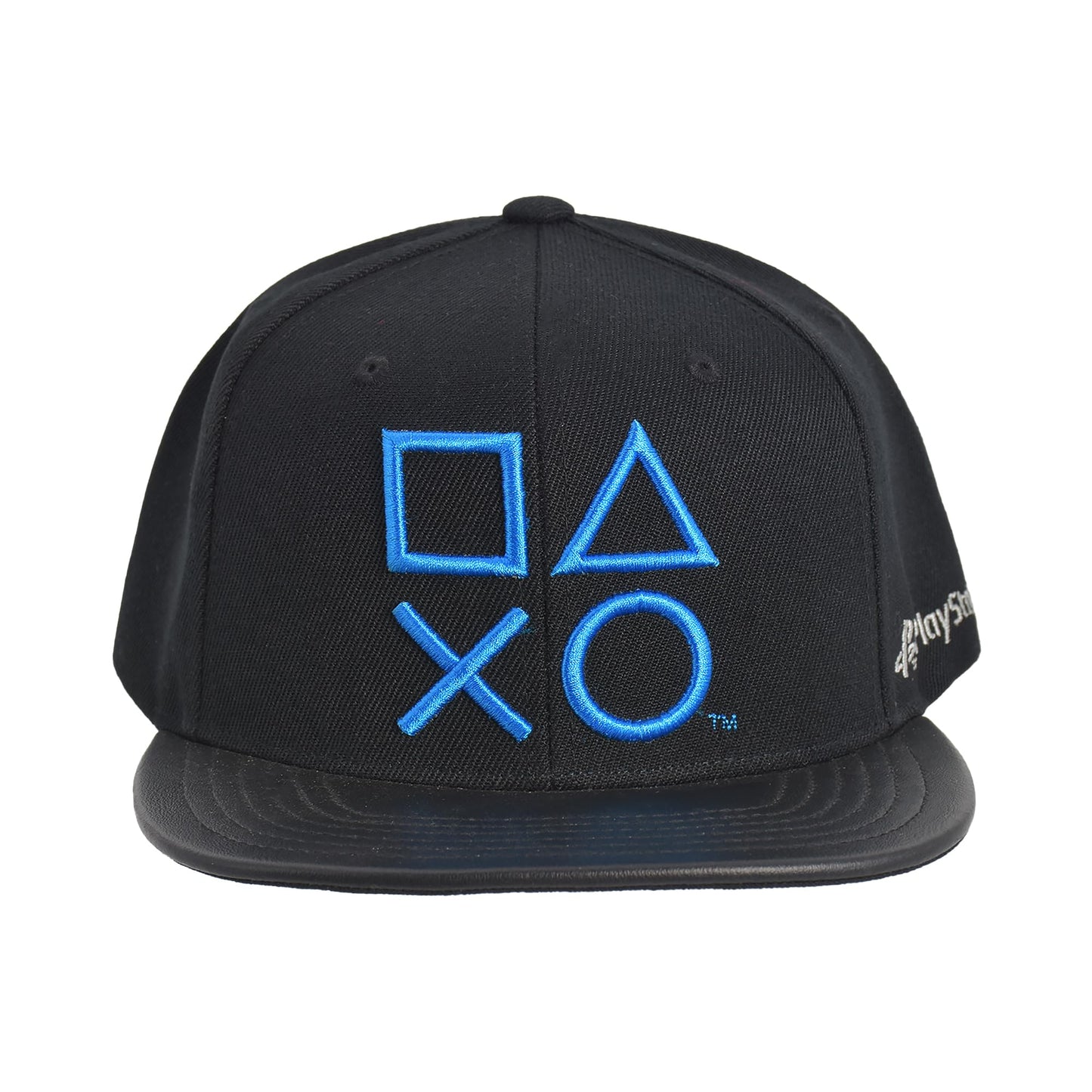 Sony PlayStation Baseball Cap, Shapes Logo Snapback Skater Baseball Hat with Flat Brim, Black, One Size