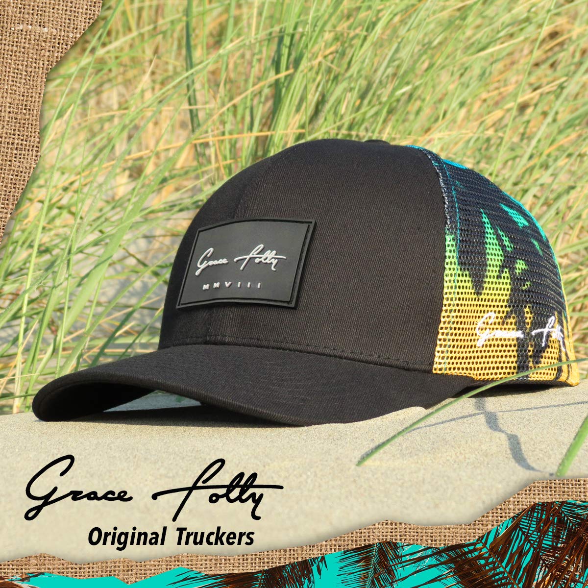 Grace Folly Trucker Hat for Men or Women- Many Cool Designs (Palm Beach)