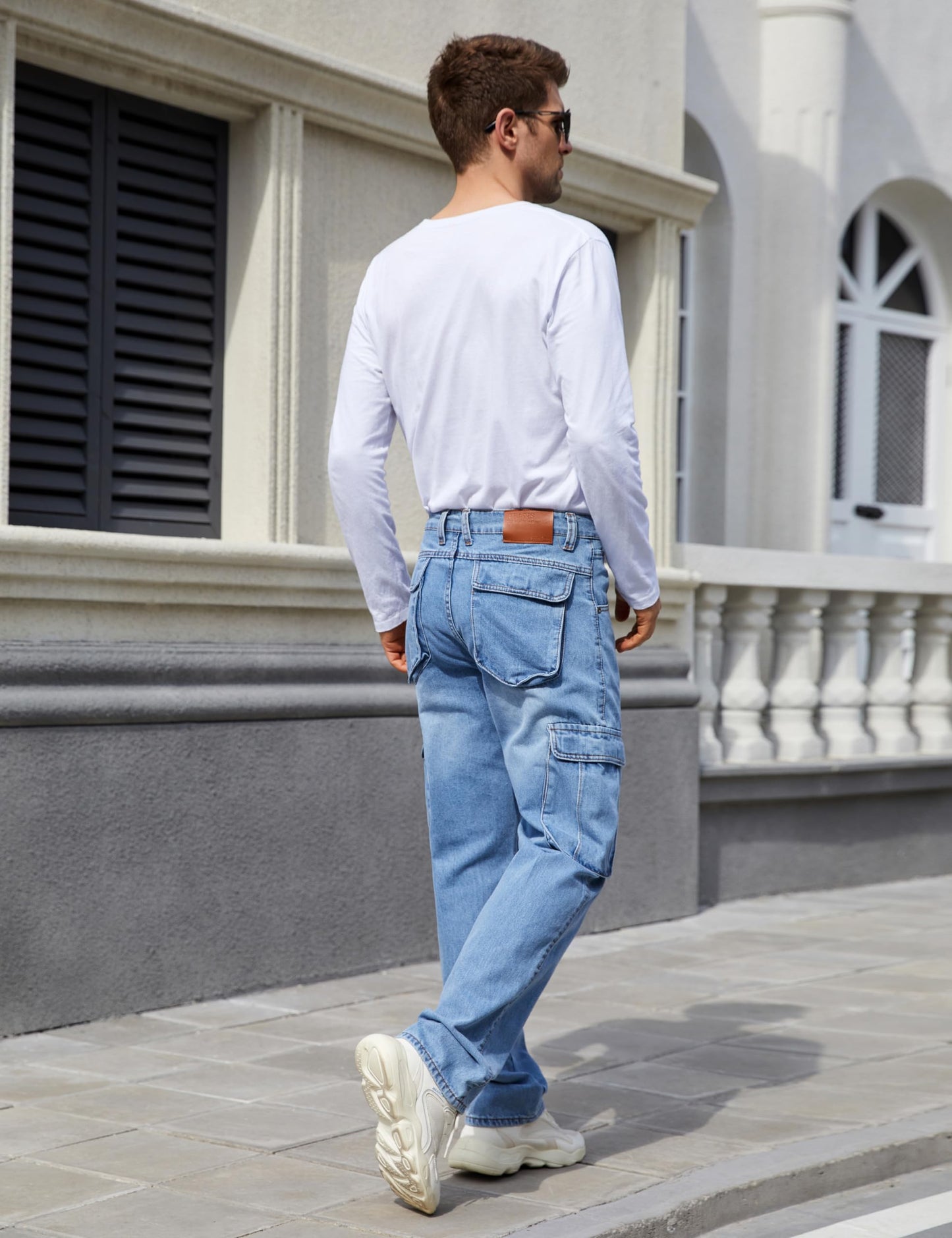 Men's Casual Loose Denim Jeans with Cargo Pockets