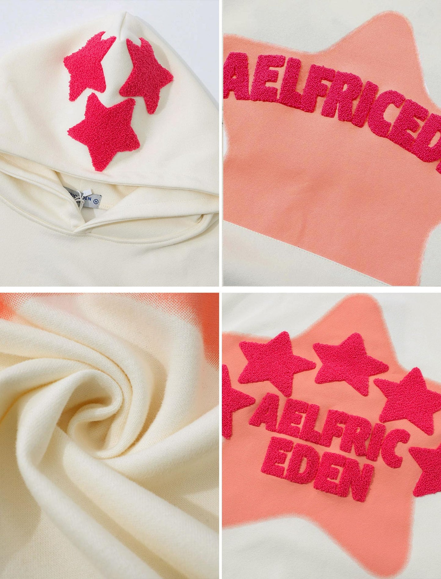 Aelfric Eden Womens Graphic Hoodies Pink Star Print Hoodie Unisex Oversized Hoodies Long Sleeve Pocket Pullover