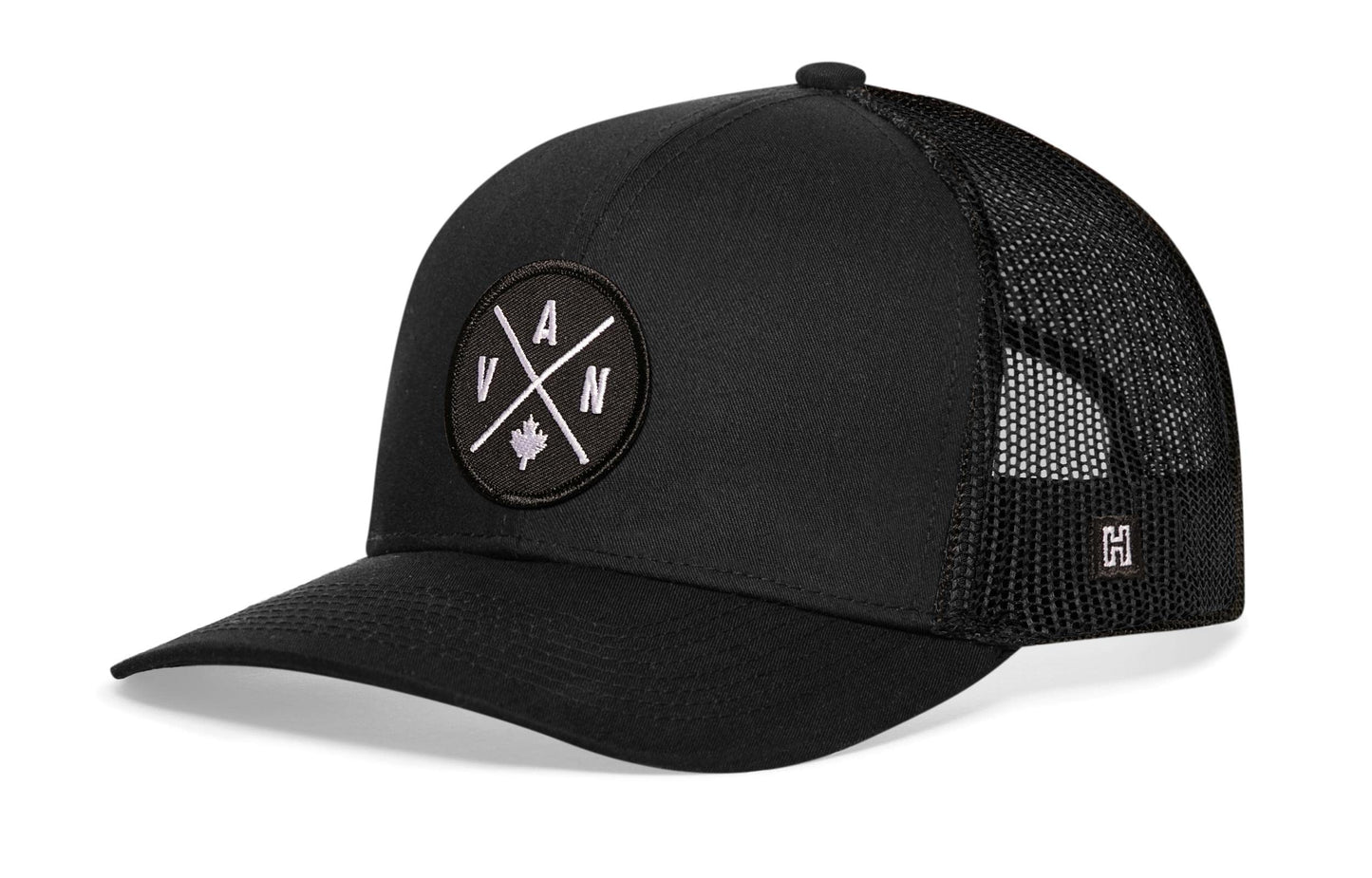 HAKA Vancouver Hat – Van Trucker Hat for Men & Women, Adjustable Baseball Cap, Mesh Snapback, Outdoor Golf Hat - Black