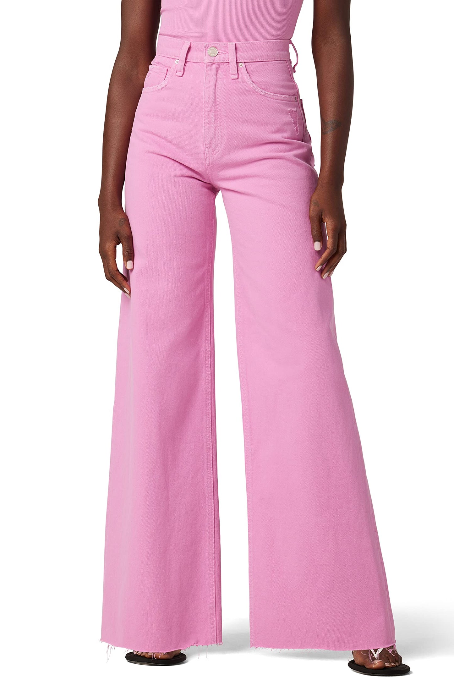 HUDSON Women's James High Rise Wide Leg Jean, Fuchsia Pink