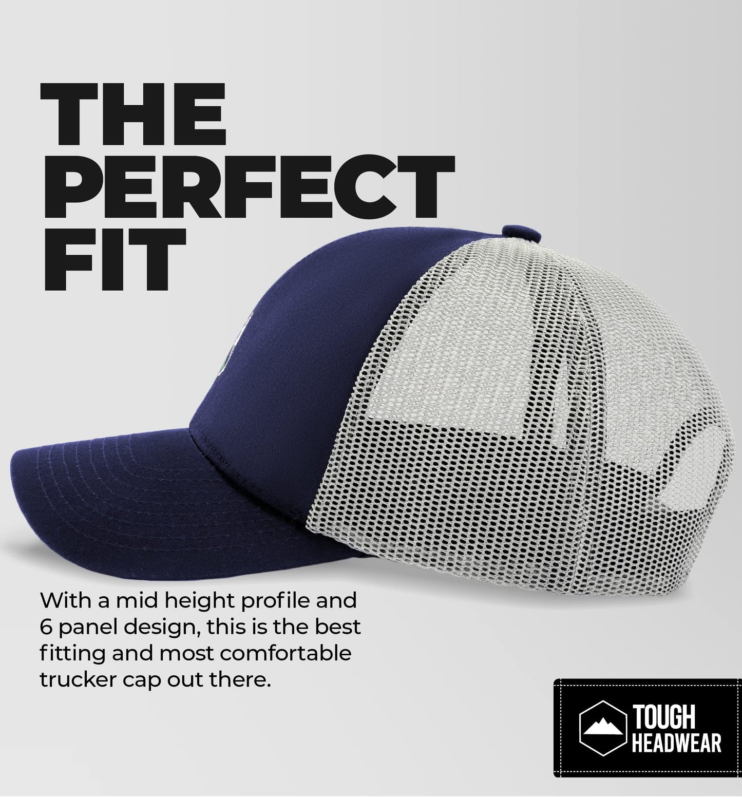 Tough Headwear Hats for Men - Trucker Hat Men - Mesh Hats for Men - Snap Back Hats for Men - Trucker Caps Embroidered & Badge