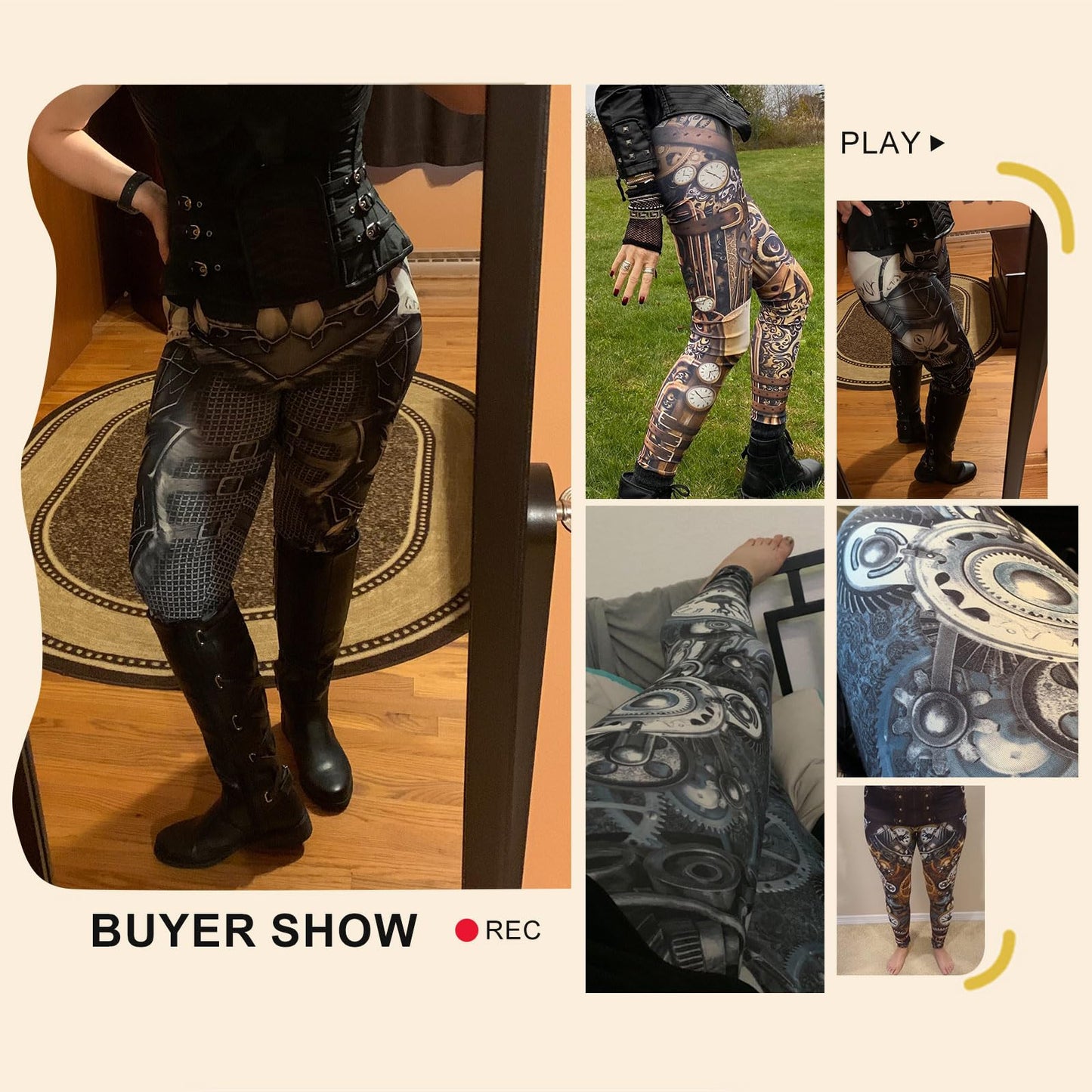 color cosplayer Steampunk Retro Comic Cosplay Women Leggings Punk Print Polyester GothicTrousers Pants