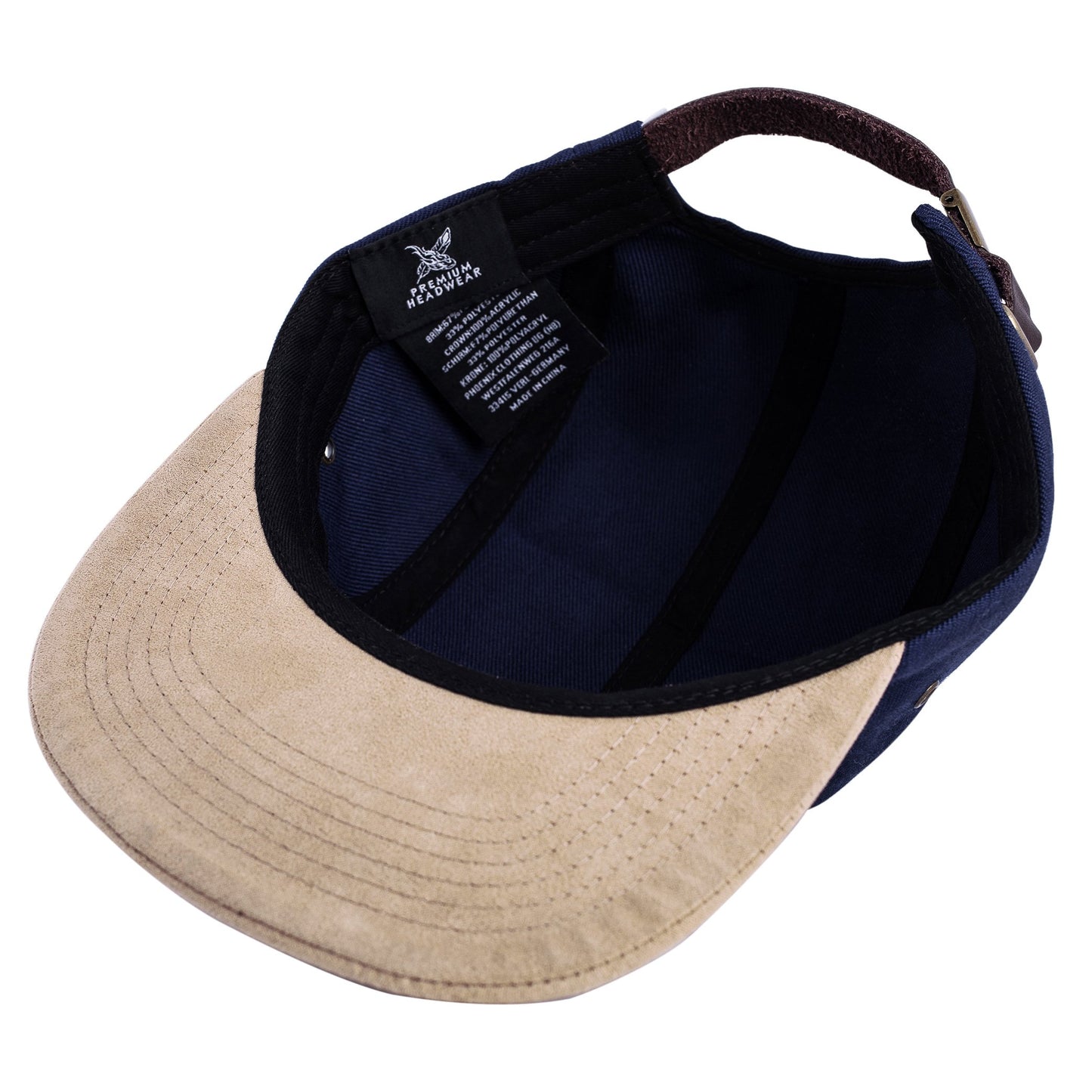 Blackskies Port Royale 5-Panel Cap Suede Leatherette Visor Unisex Baseball Cap Navy Blue