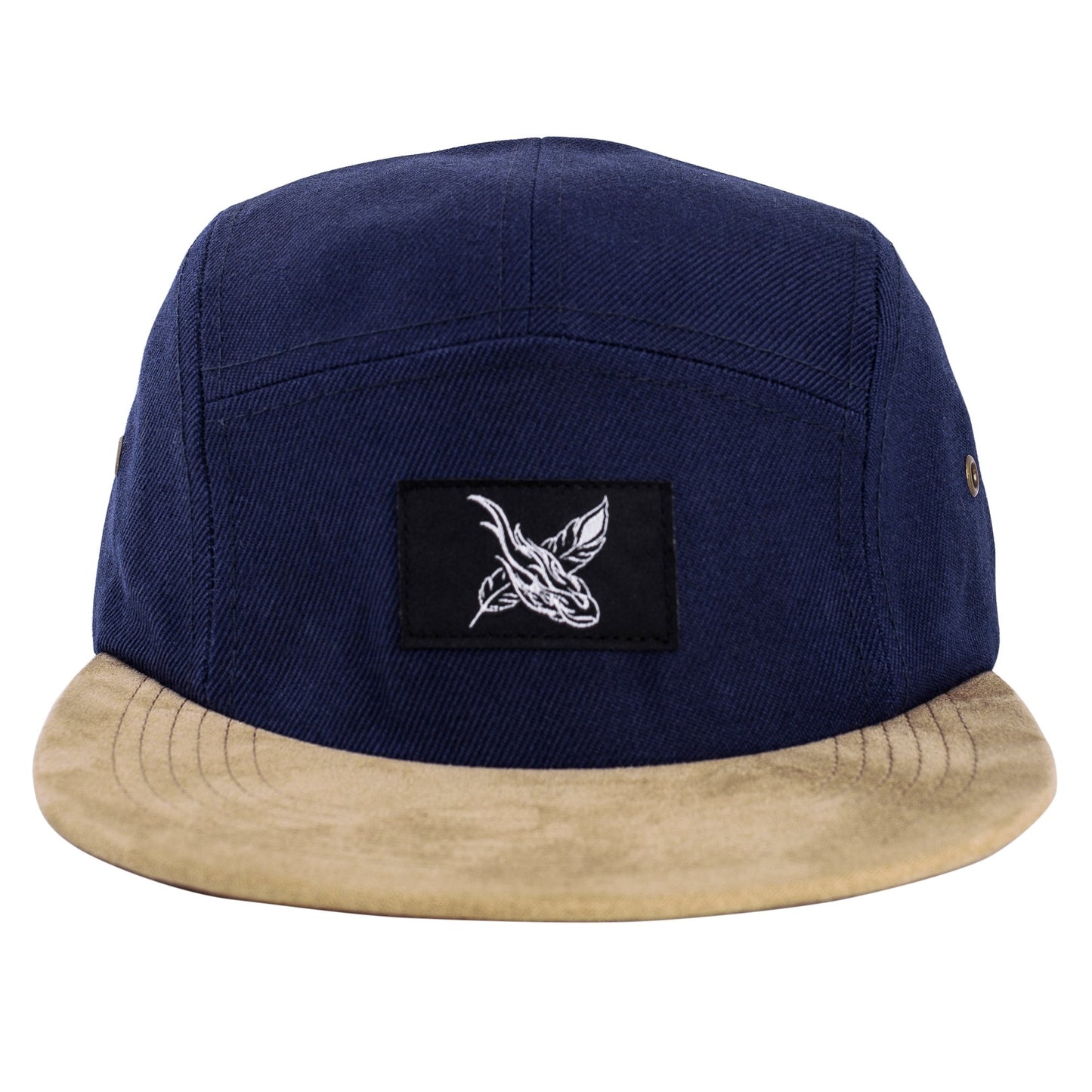 Blackskies Port Royale 5-Panel Cap Suede Leatherette Visor Unisex Baseball Cap Navy Blue