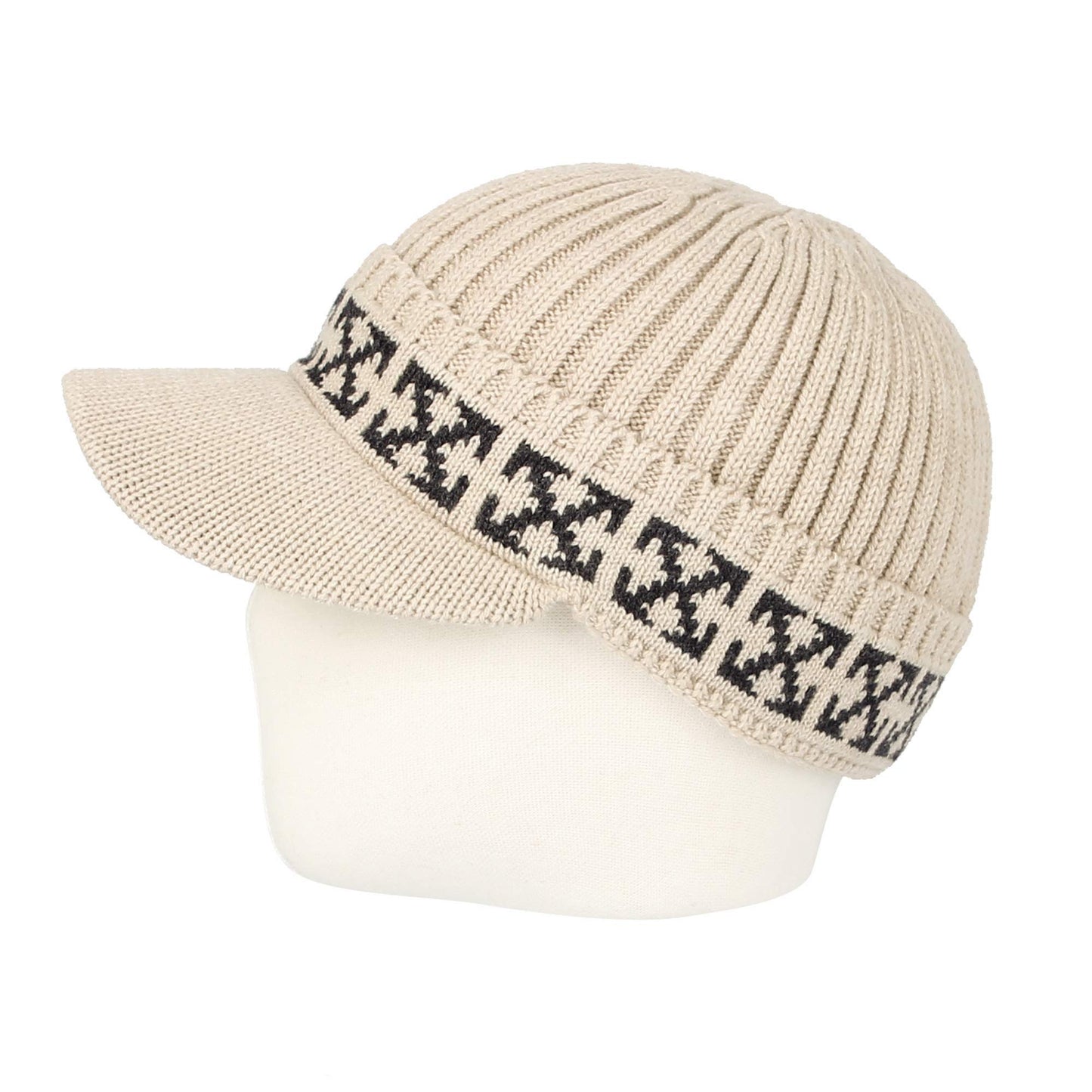 WITHMOONS Winter Knit Visor Beanie Hat Baseball Watch Cap CRQ1102 (Beige)