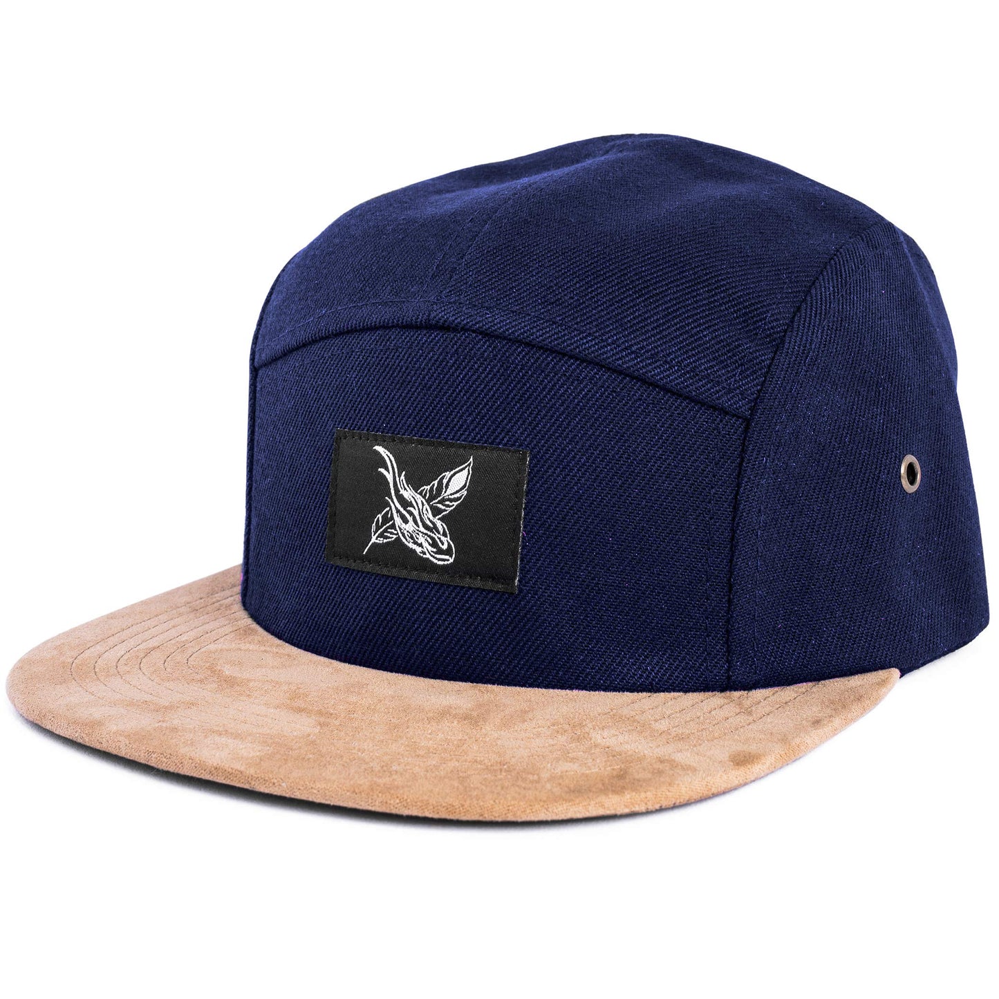 Blackskies Port Royale 5-Panel Cap Suede Leatherette Visor Unisex Baseball Cap Navy Blue