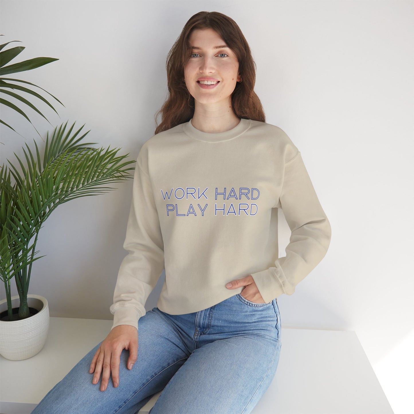 Stay Cozy, Stay Driven: Work Hard. Play Hard. Unisex Heavy Blend™ Crewneck Sweatshirt